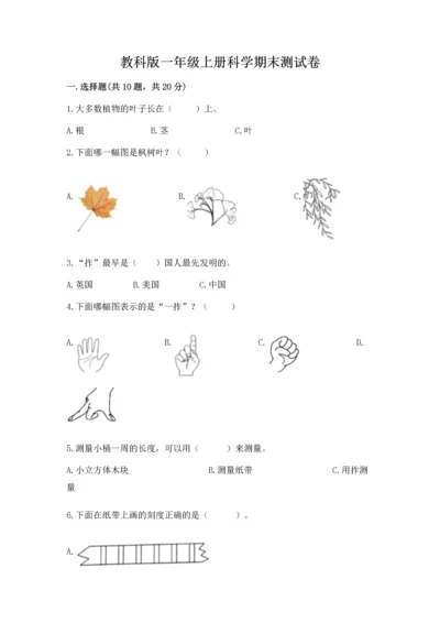 教科版一年级上册科学期末测试卷（巩固）word版.docx