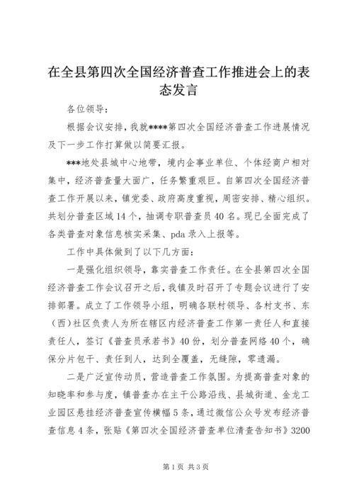 在全县第四次全国经济普查工作推进会上的表态发言.docx