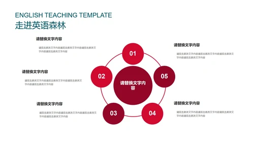红色微立体英语教学PPT模板