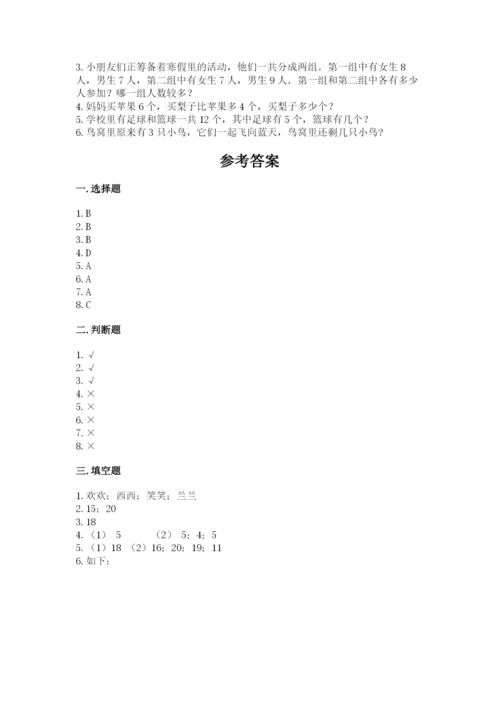 2022人教版一年级上册数学期末考试试卷（培优a卷）.docx