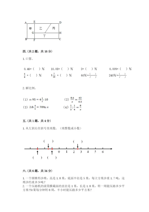 小学六年级数学期末自测题含答案（能力提升）.docx