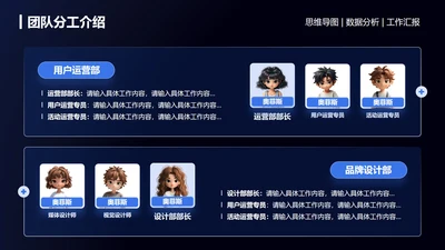 团队分工-蓝色未来科技风项目汇报关系页PPT单页