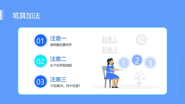 蓝色插画风中小学教学课件PPT模板