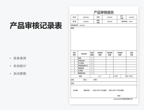 产品审核记录表