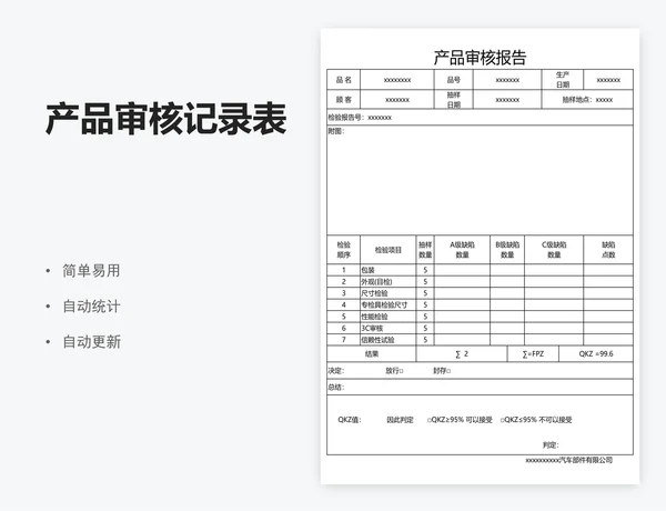 产品审核记录表