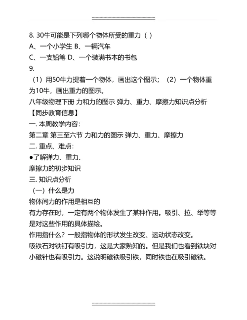 八年级物理下册力和力的图示弹力、重力、摩擦力知识点分析苏科版名师资料.docx