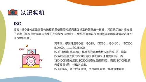 黄绿蓝橙多彩卡通摄影知识培训PPT课件摄影