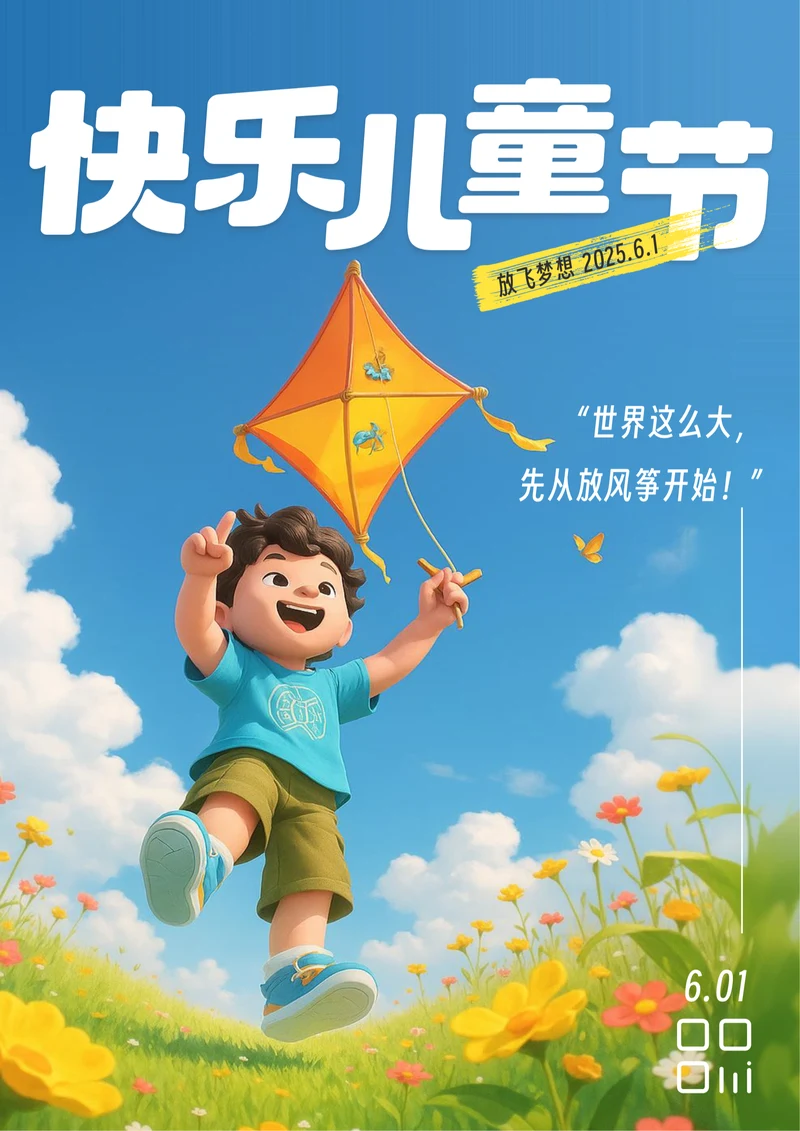 3D风快乐儿童节海报