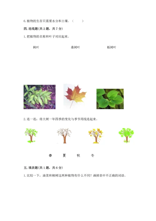 教科版科学一年级上册第一单元《植物》测试卷附完整答案【精品】.docx