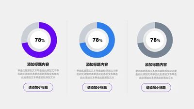 图表页-蓝紫色商务3项环形图