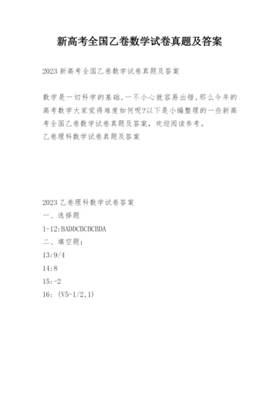 新高考全国乙卷数学试卷真题及答案.docx