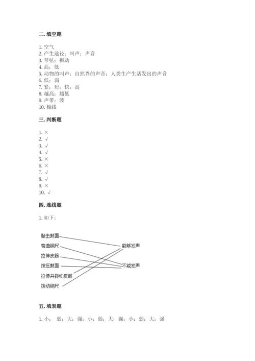 教科版科学四年级上册第一单元《声音》测试卷（精练）.docx