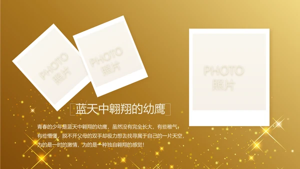 金色星光璀璨生日快乐纪念册电子相册动态PPT模板