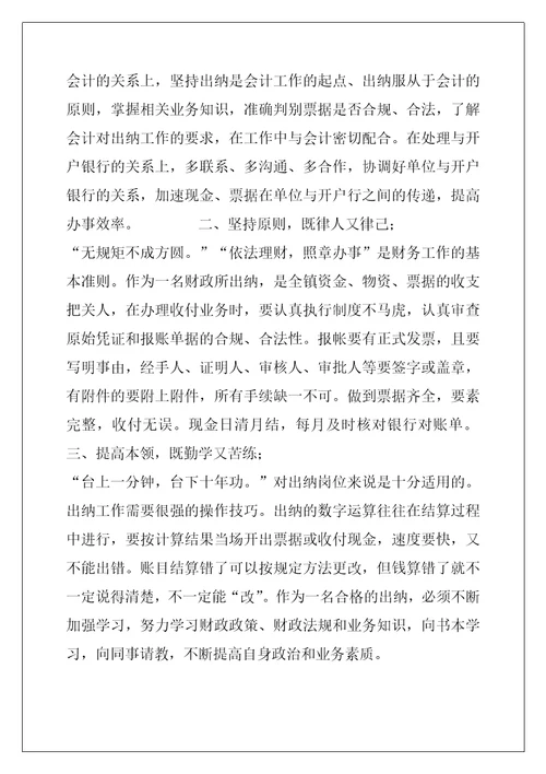 [关于做好财政所出纳的几点体会]会计和出纳的职责