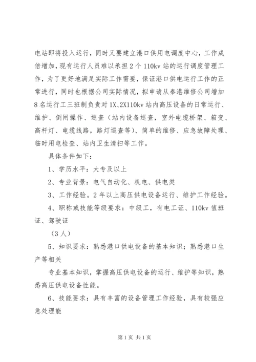 关于供电科增加人员的请示报告.docx