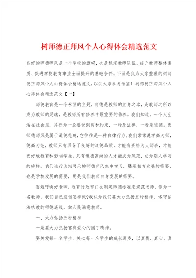 树师德正师风个人心得体会精选范文