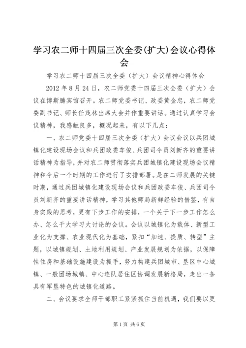 学习农二师十四届三次全委(扩大)会议心得体会.docx