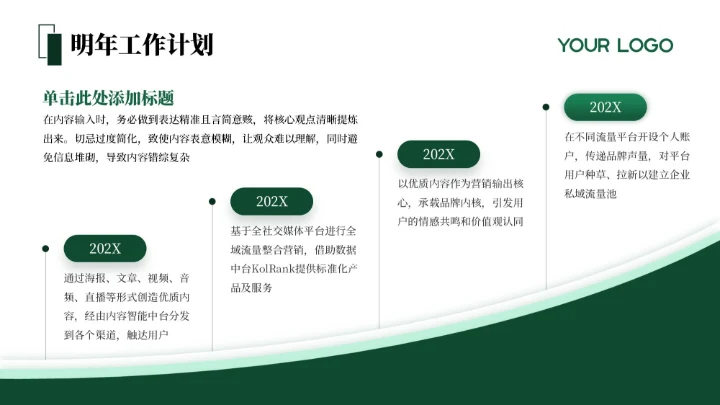 绿色简约极简风汇报PPT模板