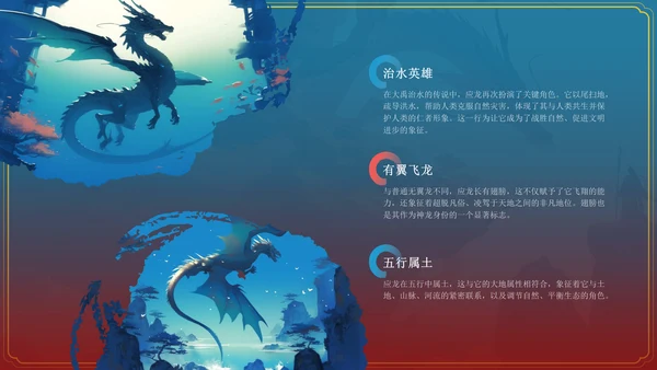 蓝色水墨风神话故事《千年应龙》PPT模板