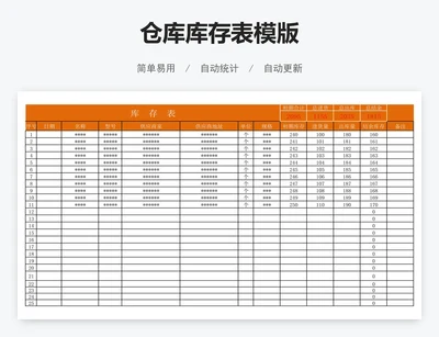 仓库库存表模版