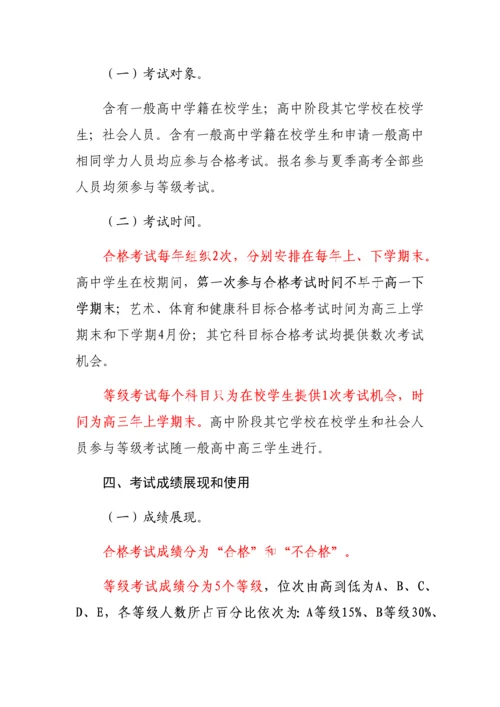 山东省普通高中学业水平考试实施专项方案.docx