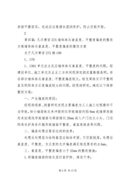 抹灰工程平整度及垂直度超标整改方案及计划.docx