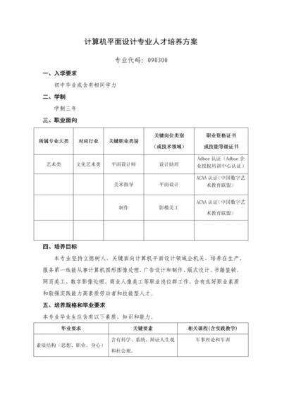 计算机平面设计专业人才培养专项方案.docx