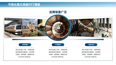 蓝色商务风3项图文排版PPT单页