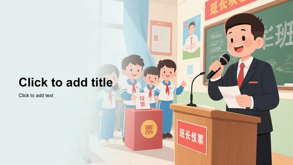 绿色卡通风班长竞选教育培训PPT主题