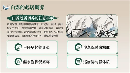 褐绿色中国风白露节气学校主题班会PPT模板