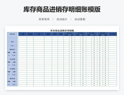 库存商品进销存明细账模版