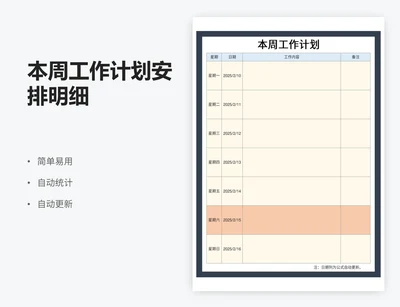 本周工作计划安排明细