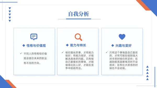 蓝黄双色简约商务大学生职业生涯规划毕业答辩毕业规划PPT
