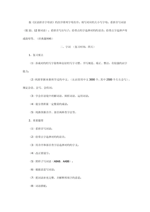 六年级语文升学备考方案.docx
