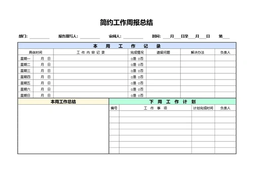 简约工作周报总结