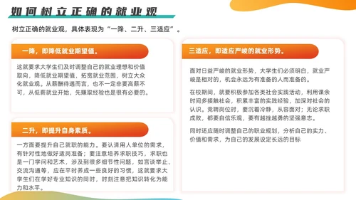 渐变色简约形状风树立正确就业观学生讲座PPT课件就业指导