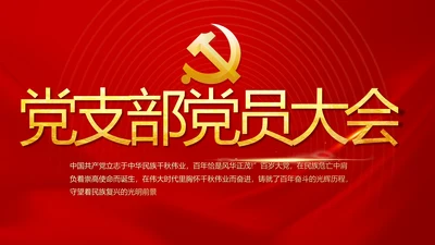 党支部党员大会工作总结PPT模板