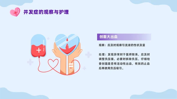 蓝色插画VSD负压吸引的治疗及护理培训课件PPT模板护理查房