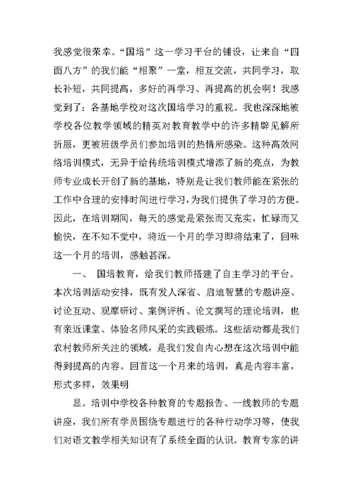 小学语文教师国培学习总结