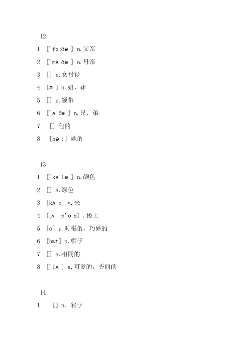 新概念一册单词总汇大全