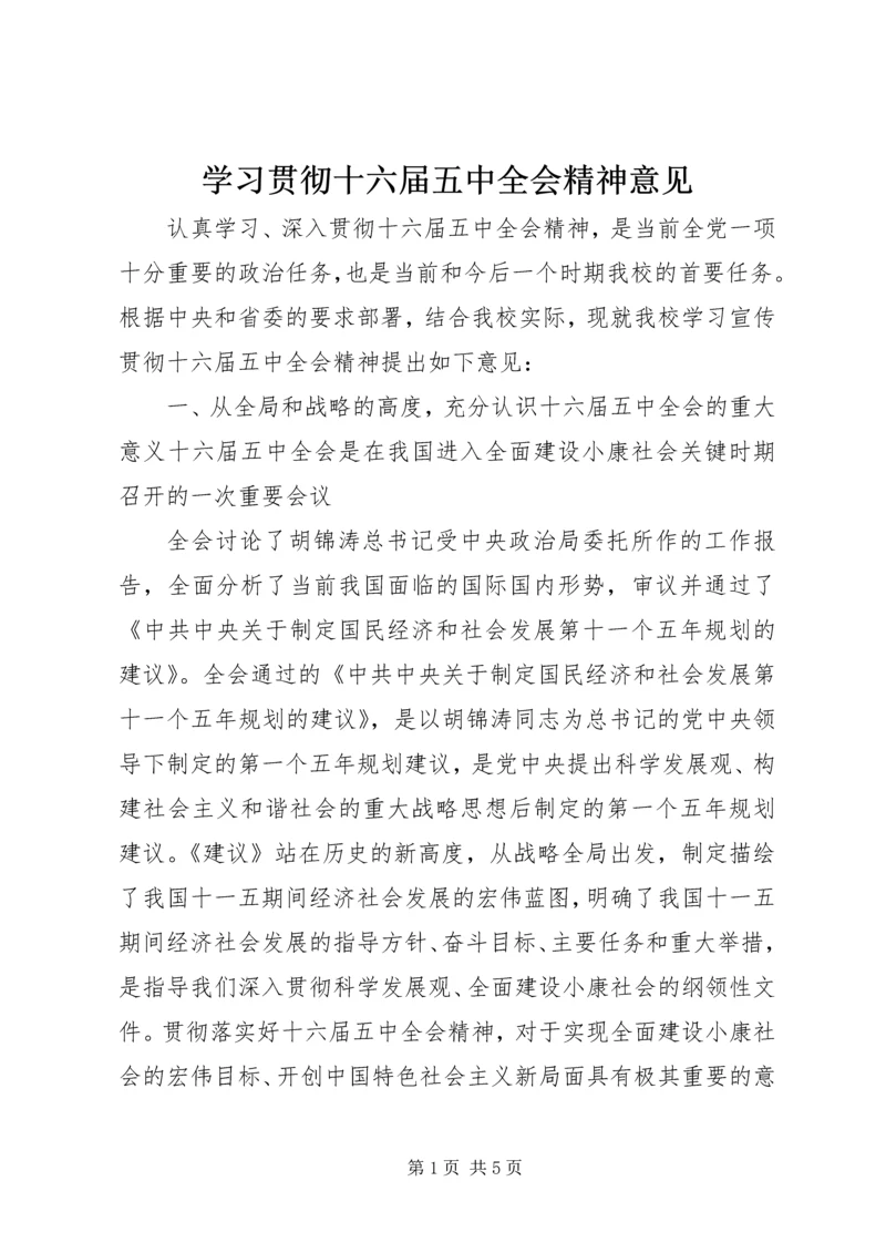 学习贯彻十六届五中全会精神意见.docx