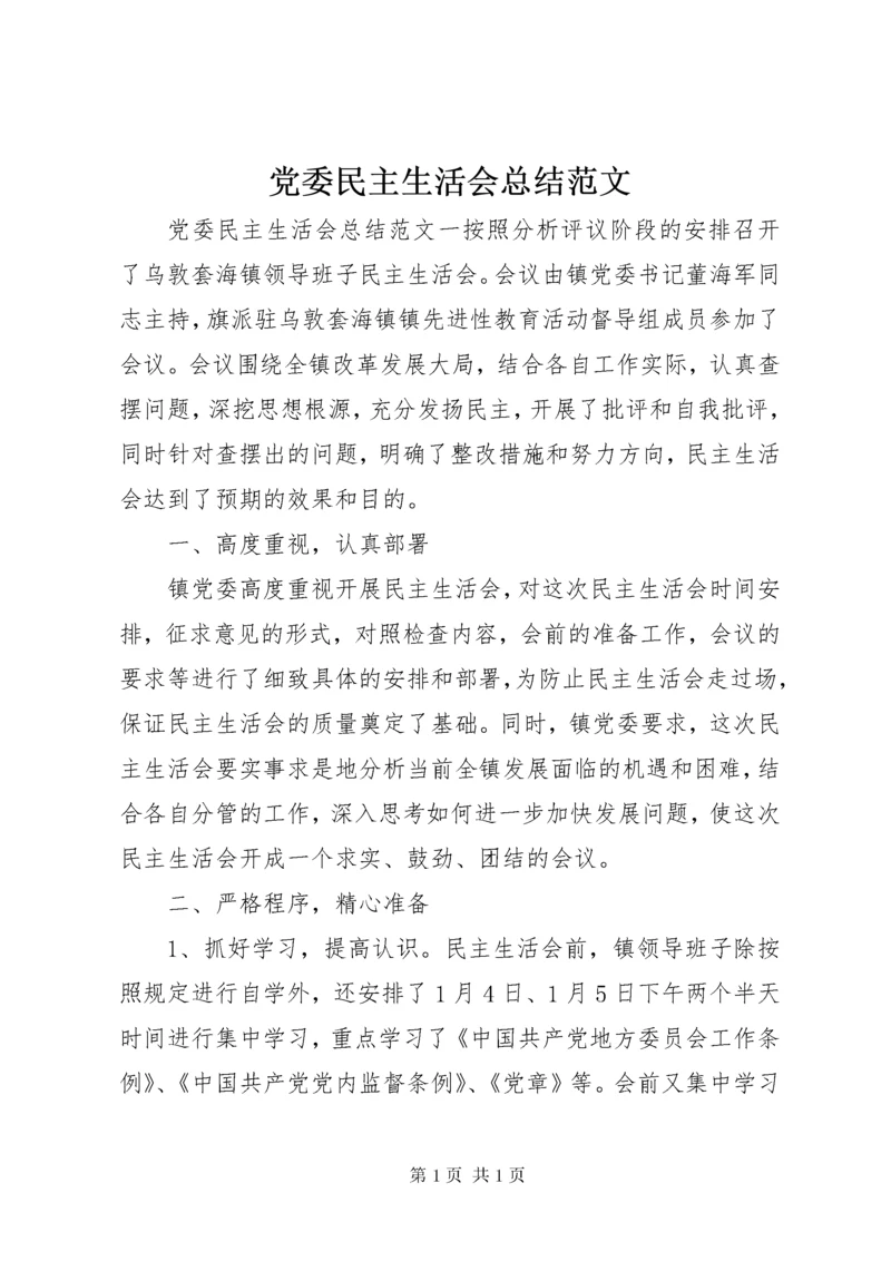 党委民主生活会总结范文.docx