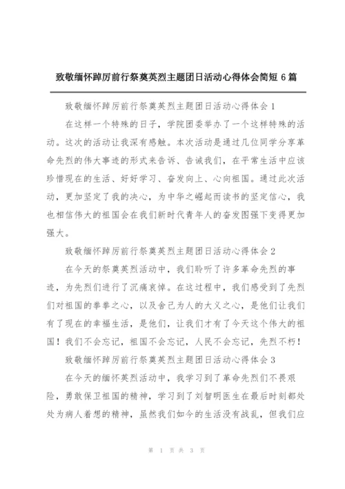 致敬缅怀踔厉前行祭奠英烈主题团日活动心得体会简短6篇.docx