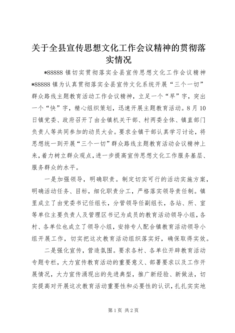 关于全县宣传思想文化工作会议精神的贯彻落实情况.docx