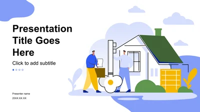 蓝色扁平风房地产销售PPT主题