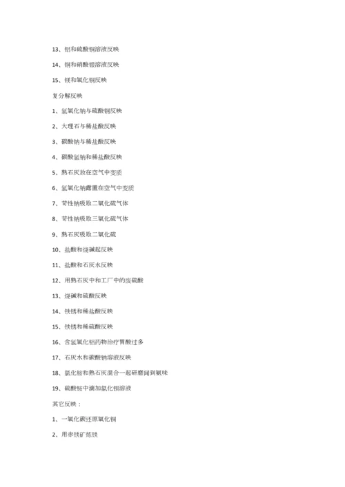 2023年初中化学中考基础知识随堂检测题共知识点.docx