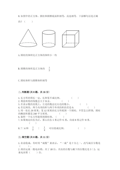 六年级下册数学期末测试卷【考点精练】.docx