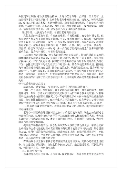 骨干优秀教师培训总结