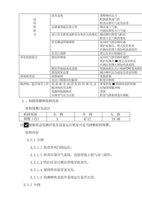 布袋除尘器检修规程