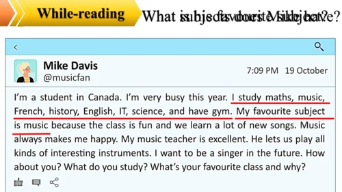 Unit 4 My favourite subject Section B reading课件